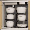 Pan organizer, stainless steel pan organizer rack cookware, heavy-duty pan rack kitchen storage