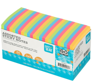 Pen + Gear Paper Sticky Notes, Neon, 3" x 3", 1680 Sheets, 24 Counts