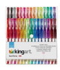 Kingart, Soft Grip Glitter Gel Pens, XL 2.5mm Ink Cartridge, Set of 30 Unique Colors