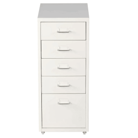 5 Drawer Chest Metal Storage Dresser Cabinet for Home Office Cabinets, White