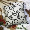 [Black Swirl] Decorative Pillow Cushion / Floor Cushion (23.6 by 23.6 inches)