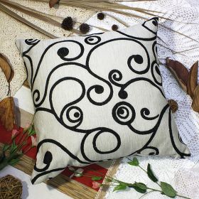 [Black Swirl] Decorative Pillow Cushion / Floor Cushion (23.6 by 23.6 inches)