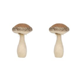 2pcs 7x7x12'' Light Brown Mushroom Holiday Ornament, for Harvest Festival Fall Festival & Thanksgiving Table Decorations
