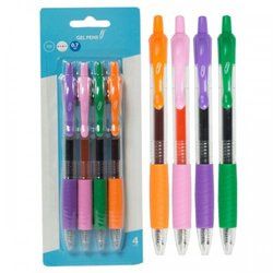 Retractable Gel Pens, Purple/pink/green/orange (4pk) (pack of 24)