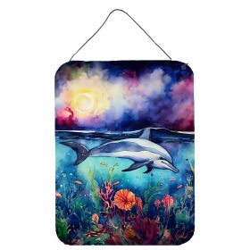 NEW Dolphin Wall or Door Hanging Prints Aluminum Metal Sign Kitchen Wall Bar Bathroom Plaque Home Decor Front Door Plaque, 12x16, Multicolor