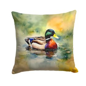Mallard Throw Pillow Machine Washable, Indoor Outdoor Decorative Pillow for Couch, Bed or Patio, 14Hx14W