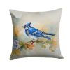Blue Jay Throw Pillow Machine Washable, Indoor Outdoor Decorative Pillow for Couch, Bed or Patio, 14Hx14W