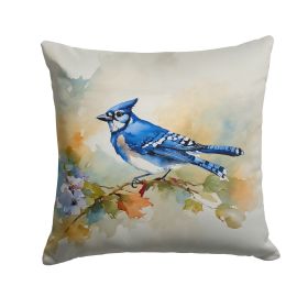 Blue Jay Throw Pillow Machine Washable, Indoor Outdoor Decorative Pillow for Couch, Bed or Patio, 14Hx14W