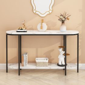 [Replace code:31283576]Console Table 2 Tier Narrow Entryway Table with Storage Shelves Faux Marble Narrow Table for Living Bedroom Hallway Office Easy