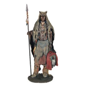 14"H Native American Warrior with Spear Figurine Home Decor Gift