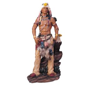11"H Native American Warrior with Eagle Figurine Home Decor Gift