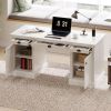 67''Modern Executive Desk,Computer Desk with 2 Storage Cabinet and 3 Drawers, Rectangle Home Office Desk with back ,Reading Desk,Writing Table