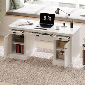 67''Modern Executive Desk,Computer Desk with 2 Storage Cabinet and 3 Drawers, Rectangle Home Office Desk with back ,Reading Desk,Writing Table