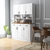 HOMCOM 71" Kitchen Sideboard Cabinet with 3 Drawers, 6 Doors, 2-tier Countertop, Freestanding Buffet with Hutch, White
