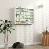 HOMCOM 5-Tier White Display Cabinet with Glass Doors & Adjustable Shelves, Wall-Mounted