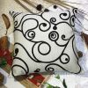 [Black Swirl] Decorative Pillow Cushion / Floor Cushion (23.6 by 23.6 inches)