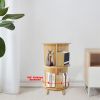 2-Layer Rotating Bookcase 360 Rotating Display Rack Pine Wood Rotating Bookshelf