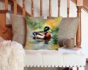 Mallard Throw Pillow Machine Washable, Indoor Outdoor Decorative Pillow for Couch, Bed or Patio, 14Hx14W