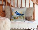 Blue Jay Throw Pillow Machine Washable, Indoor Outdoor Decorative Pillow for Couch, Bed or Patio, 14Hx14W
