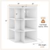 White three-layer corner cabinet with charging station