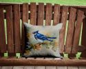 Blue Jay Throw Pillow Machine Washable, Indoor Outdoor Decorative Pillow for Couch, Bed or Patio, 14Hx14W