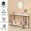 [Replace code:31283576]Console Table 2 Tier Narrow Entryway Table with Storage Shelves Faux Marble Narrow Table for Living Bedroom Hallway Office Easy