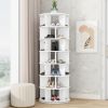 ON-TREND Φ23.6'' Rotating Shoe Rack Tower, 7-Tier Spinning Shoe Shelf with 5 Grids Per Layer, Display Rack
