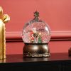 HOMCOM Christmas Snow Globe with Light, Musical Snow Globe with Swirling Glitter, Battery Operated Christmas Decoration for Holiday Party or Gift