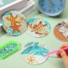 16Pcs Rhinestones Art Painting Coasters with Holder 8 Styles Marine Animals Rhinestones Painting Coasters Holiday Birthday Gift DIY Coasters Art and C