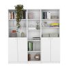 Acres 3 Piece Home Bookcase set, 67" Wide with 11 Shelves and Two Double-Door Cabinet , Living Room Set White