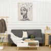 HOMCOM Hand-Painted Gold African Woman Canvas Wall Art for Home Decor 39.25 x 31.5