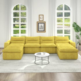 Compression Combined Sofa, Modern Lazy Style Combined Sofa, Comfortable Beanbag Sofa, Can Be Combined At Will, No Need To Assemble, Suitable For (Color: Yellow)