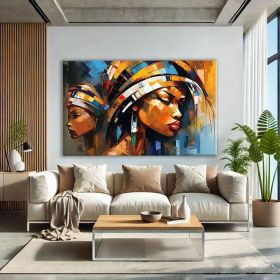 Abstract Black Women Art African Women Hand Painted Oil Painting Mid Century Modern Wall Art Black Girl Wall Art Oversized Wall Decor Above Couch Art (Style: 01, size: 70x100cm)