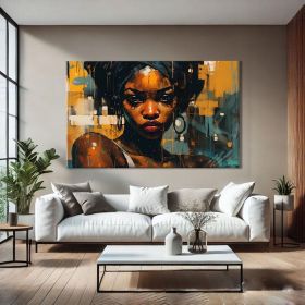 African Abstract Figure Wall Art Black Women Art Hand Painted Oil Painting Oversized Wall Art Abstract African Women Wall Art African Modern Art Gift (Style: 01, size: 100x150cm)
