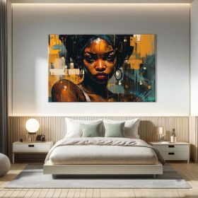 African Abstract Figure Wall Art Black Women Art Hand Painted Oil Painting Oversized Wall Art Abstract African Women Wall Art African Modern Art Gift (Style: 01, size: 70x100cm)