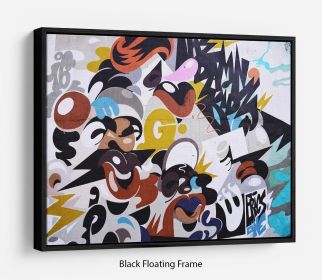 Abstract Graffiti Floating Frame Canvas (Color: Grey, size: 32" x 24" / 80cm x 60cm (approx))