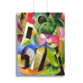 House with trees by Franz Marc Canvas Print or Poster (Type: Poster Print, size: 40" x 26" / 100cm x 65cm (approx))