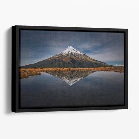 Mount Taranaki A Starry Night Floating Framed Canvas (Color: Black, size: 40" x 26" / 100cm x 65cm (approx))