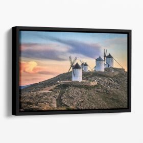 Molinos Al Viento Floating Framed Canvas (Color: Black, size: 12" x 8" / 30cm x 20cm (approx))