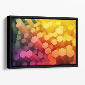 Dimensional Hexagons Floating Framed Canvas (Color: Black, size: 40" x 26" / 100cm x 65cm (approx))