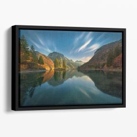 Magic Lake Floating Framed Canvas (Color: Black, size: 16" x 12" / 42cm x 30cm (approx))