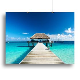 beach with jetty at Maldives Canvas Print or Poster (Type: Poster Print, size: 28" x 20" / 70cm x 50cm (approx))