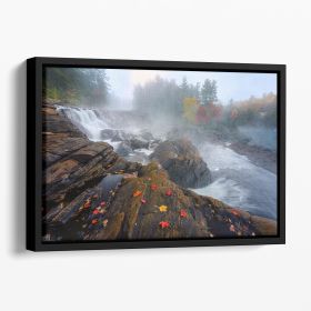 Autumn In Canada Floating Framed Canvas (Color: Black, size: 36" x 24" / 90cm x 60cm (approx))