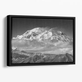 Denali From The Opposing Ridge Line Floating Framed Canvas (Color: Black, size: 40" x 26" / 100cm x 65cm (approx))