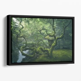 Japanese Tree Floating Framed Canvas (Color: Black, size: 24" x 16" / 60cm x 40cm (approx))