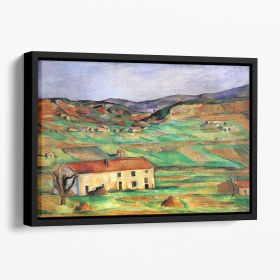 Around Gardanne by Cezanne Floating Framed Canvas (Color: Black, size: 12" x 8" / 30cm x 20cm (approx))