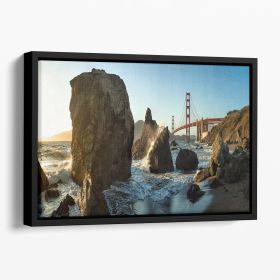 The Golden Gate Bridge Floating Framed Canvas (Color: Black, size: 24" x 16" / 60cm x 40cm (approx))