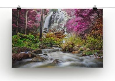 Klonglan Waterfall Canvas Print or Poster (Type: Poster Print, size: 16" x 12" / 42cm x 30cm (approx))
