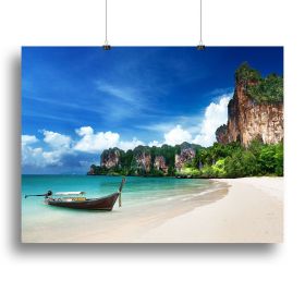 Railay beach in Krabi Thailand Canvas Print or Poster (Type: Standard Framed Canvas Print, size: 40" x 26" / 100cm x 65cm (approx))