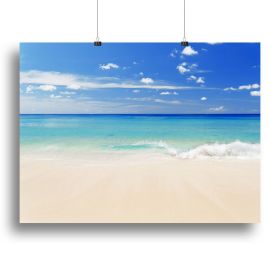 Tropical white sand beach and blue sky Canvas Print or Poster (Type: Standard Framed Canvas Print, size: 32" x 24" / 80cm x 60cm (approx))